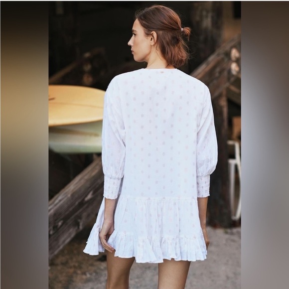 PQ Swim Brooke Tunic Flowy Smocked Long Sleeve Mini Dress - Picture 2 of 11